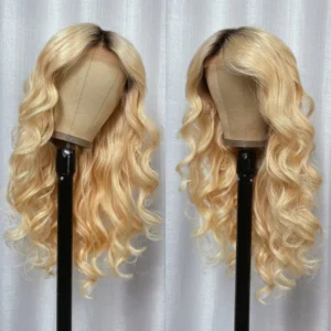 Intime Golden Loose Deep Wave Lace Wig with Dark Roots and Baby Hair