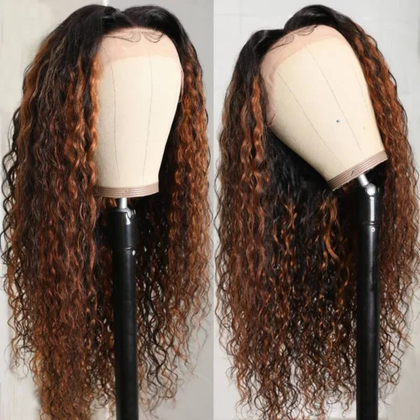 Intime Highlight Blonde Balayage Water Wave 13x4 Lace Front Wig (10)