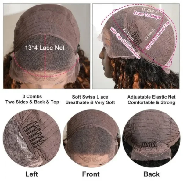 Intime Highlight Blonde Balayage Water Wave 13x4 Lace Front Wig (3)