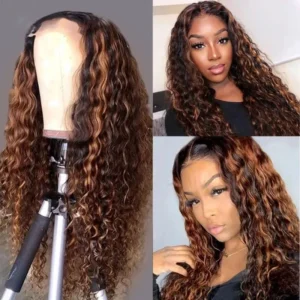 Intime Highlight Blonde Balayage Water Wave 13x4 Lace Front Wig