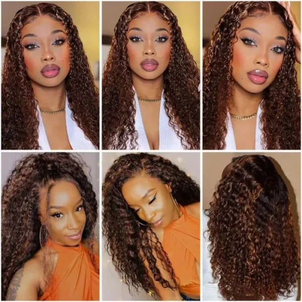 Intime Highlight Blonde Balayage Water Wave 13x4 Lace Front Wig (6)