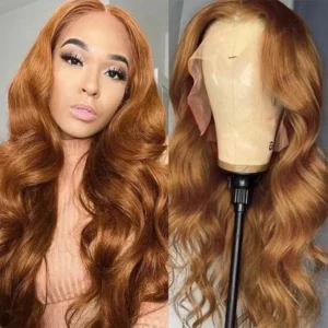 Intime Highlight Light Brown Virgin Human Hair Skin Melt Lace Front Wig (1)