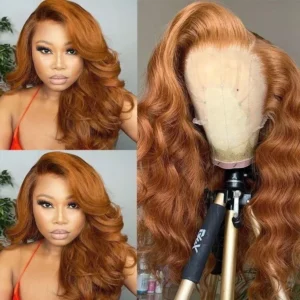 Intime Highlight Light Brown Virgin Human Hair Skin Melt Lace Front Wig