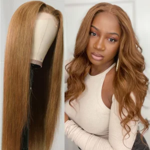 Intime Highlight Light Brown Virgin Human Hair Skin Melt Lace Front Wig