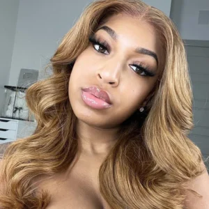 Intime Highlight Light Brown Virgin Human Hair Skin Melt Lace Front Wig