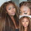 Intime Honey Blonde Highlight Kinky Straight 13x4 Lace Front Human Hair Wig (4)