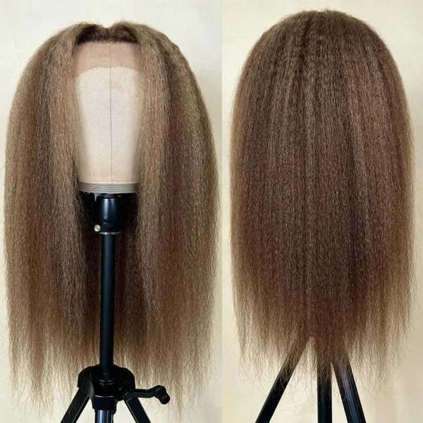 Intime Honey Blonde Highlight Kinky Straight 13x4 Lace Front Human Hair Wig (7)