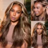 Intime Honey Blonde Highlight Kinky Straight 13x4 Lace Front Human Hair Wig (8)