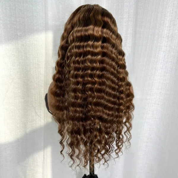 Intime Honey Blonde Highlight Piano Deep Wave 13x4 Lace Front Human Hair Wig (9)