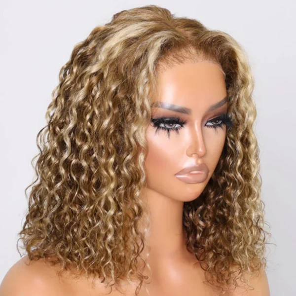 Intime Honey Blonde Highlighted Water Wave Bob Lace Wig (3)