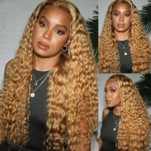 Intime Honey Blonde Water Wave 13x4 Lace Front Wig with Baby Hair (1)