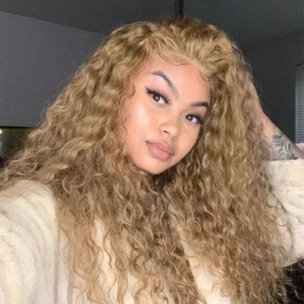 Intime Honey Blonde Water Wave 13x4 Lace Front Wig with Baby Hair (3)