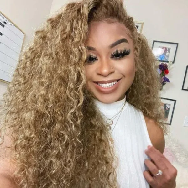 Intime Honey Blonde Water Wave 13x4 Lace Front Wig with Baby Hair (4)