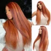 Intime Kinky Straight Ginger Copper Red Highlight Lace Front Wig Natural Hairline (1)