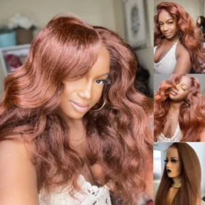 Intime Kinky Straight Reddish Brown Lace Front Wig