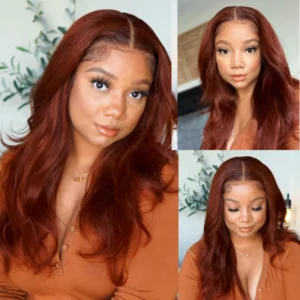 Intime Kinky Straight Reddish Brown Lace Front Wig