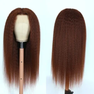 Intime Kinky Straight Reddish Brown Lace Front Wig