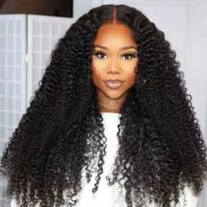 Intime Long Curly Human Hair HD Transparent Lace Front Wigs (1)