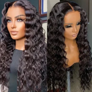 Intime Natural Deep Wave 13x4 Lace Front Virgin Human Hair Wigs