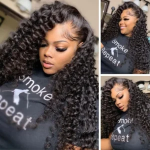 Intime Natural Deep Wave 13x4 Lace Front Virgin Human Hair Wigs