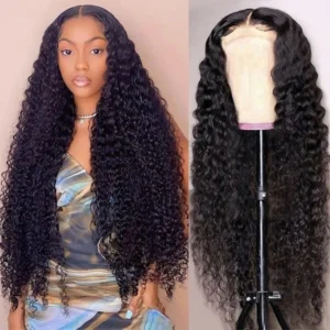 Intime Premium Deep Wave Human Hair Wig Glueless 5x5 HD Lace Closure Natural Look