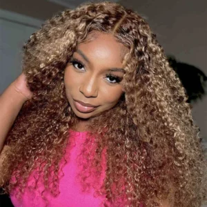 Intime Ready and Go Honey Blonde Highlight Curly HD 5x5 Pre-Cut Closure Wig