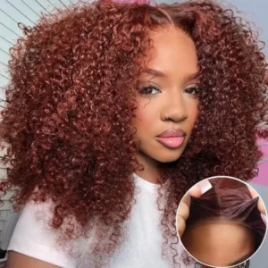 Intime Ready and Go Reddish Brown Curly 5x5 Closure 13x4 Frontal Wig 250% Density (1)