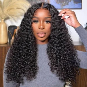 Intime Ready and Go Transparent Pre Cut Curly 5x5 HD Glueless Lace Closure Wig Preplucked (1)