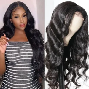 Intime Realistic Body Wave Human Hair Wigs with 4x4 Hand-Tied Lace Part