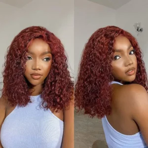 Intime Reddish Brown Water Wave 4x4 Pre Cut Lace Closure Bob Wig (1)