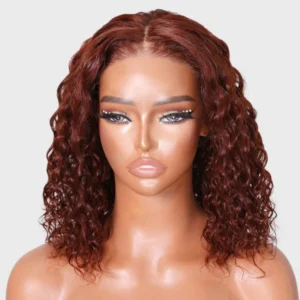 Intime Reddish Brown Water Wave 4x4 Pre-Cut Lace Closure Bob Wig