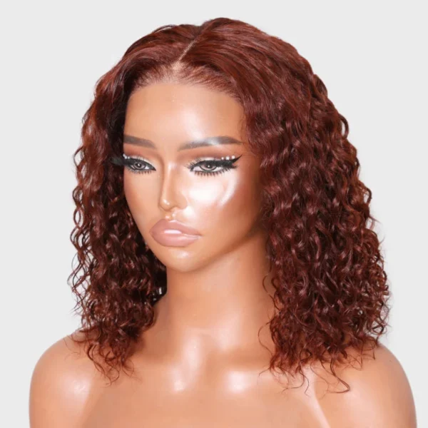 Intime Reddish Brown Water Wave 4x4 Pre Cut Lace Closure Bob Wig (3)
