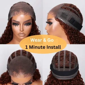 Intime Reddish Brown Water Wave 4x4 Pre-Cut Lace Closure Bob Wig