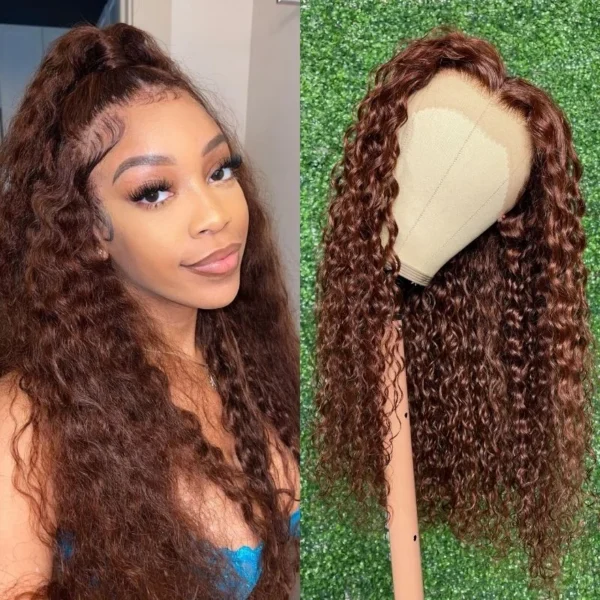 Intime Reddish Brown Wet and Wavy Water Wave 13x4 Lace Front Human Hair Wig Pre Plucked (3)