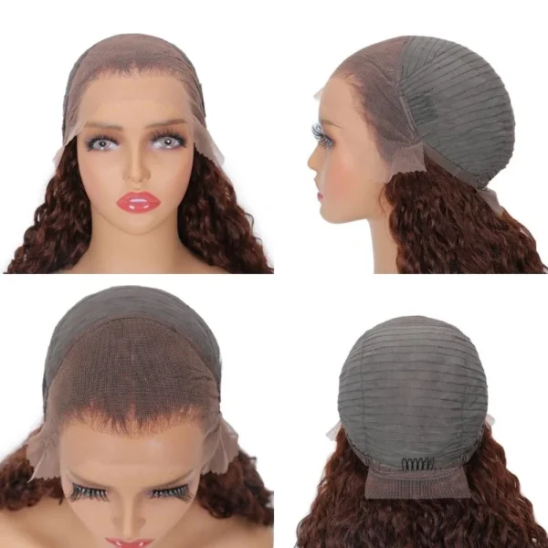Intime Reddish Brown Wet and Wavy Water Wave 13x4 Lace Front Human Hair Wig Pre Plucked (6)