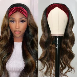 Intime Wear and Go Body Wave Headband Wigs Mix Brown Highlight Glueless Human Hair