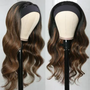 Intime Wear and Go Body Wave Headband Wigs Mix Brown Highlight Glueless Human Hair