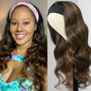 Intime Wear and Go Body Wave Headband Wigs Mix Brown Highlight Glueless Human Hair