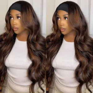 Intime Wear and Go Body Wave Headband Wigs Mix Brown Highlight Glueless Human Hair