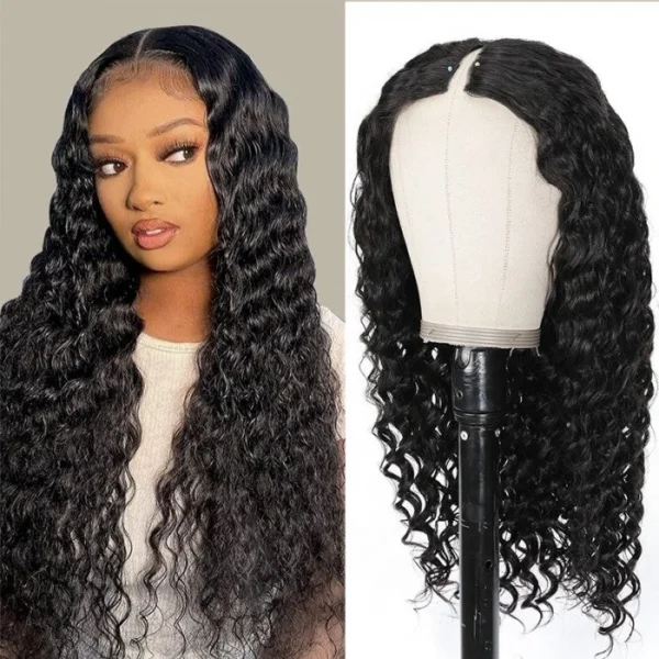 Intime Wet and Wavy Deep Wave V Part Human Hair Wigs (3)