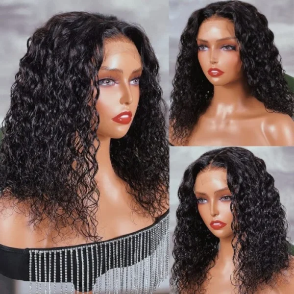 Intime Wet and Wavy Short Bob Water Wave 5x5 HD Lace Closure Human Hair Wig (4)