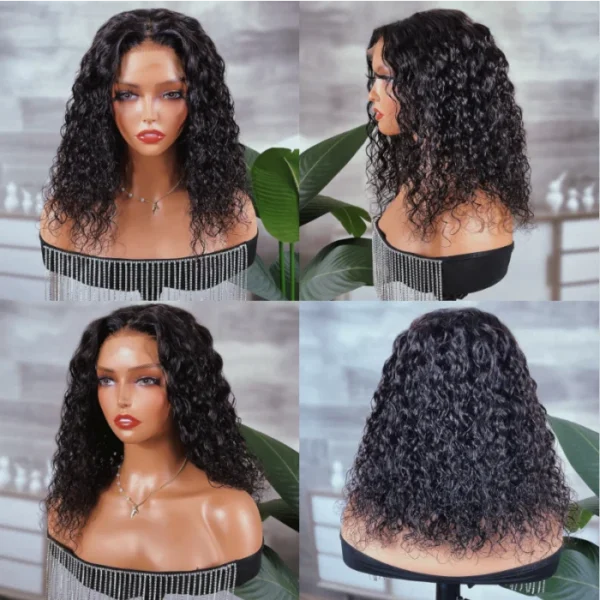 Intime Wet and Wavy Short Bob Water Wave 5x5 HD Lace Closure Human Hair Wig (5)