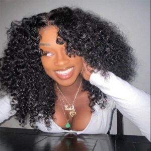 Intime Short Curly Afro HD 5x5 13x4 Glueless Wig Bouncy Curls 250% Density Human Hair