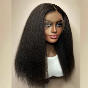 Intime Kinky Straight Human Hair Lace Front Wig with Baby Hair