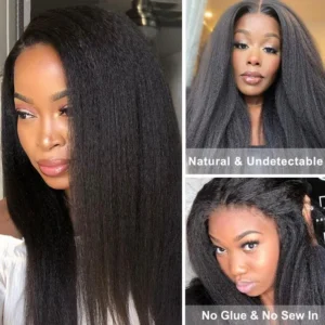 Intime Kinky Straight Yaki Human Hair V Part Wigs No Leave Out Versatile