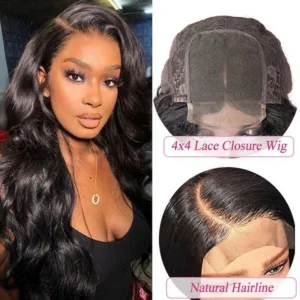 Natural Body Wave Human Hair Wig with 4x4 HD Lace Closure