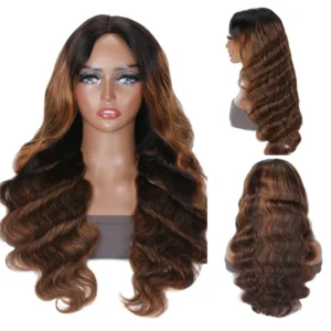 Ombre Balayage Highlight Color V Part Body Wave Wigs