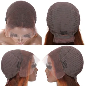 Intime Ombre Lace Front Wig Straight Human Hair Mix Ginger and Copper Red