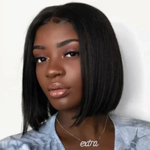 Intime Short Straight Bob Wig Virgin Human Hair Pre Plucked Hairline 200% Density