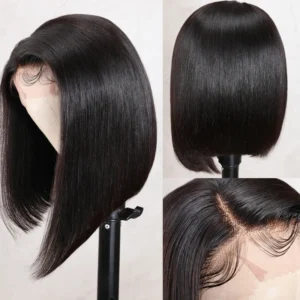 Intime Asymmetrical Bob Human Hair Wigs Blunt Cut with Side Part